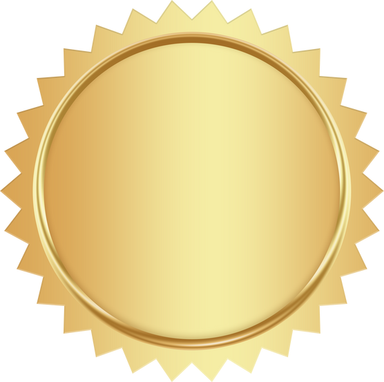 Gold Badge. Gold Seal Stamp.